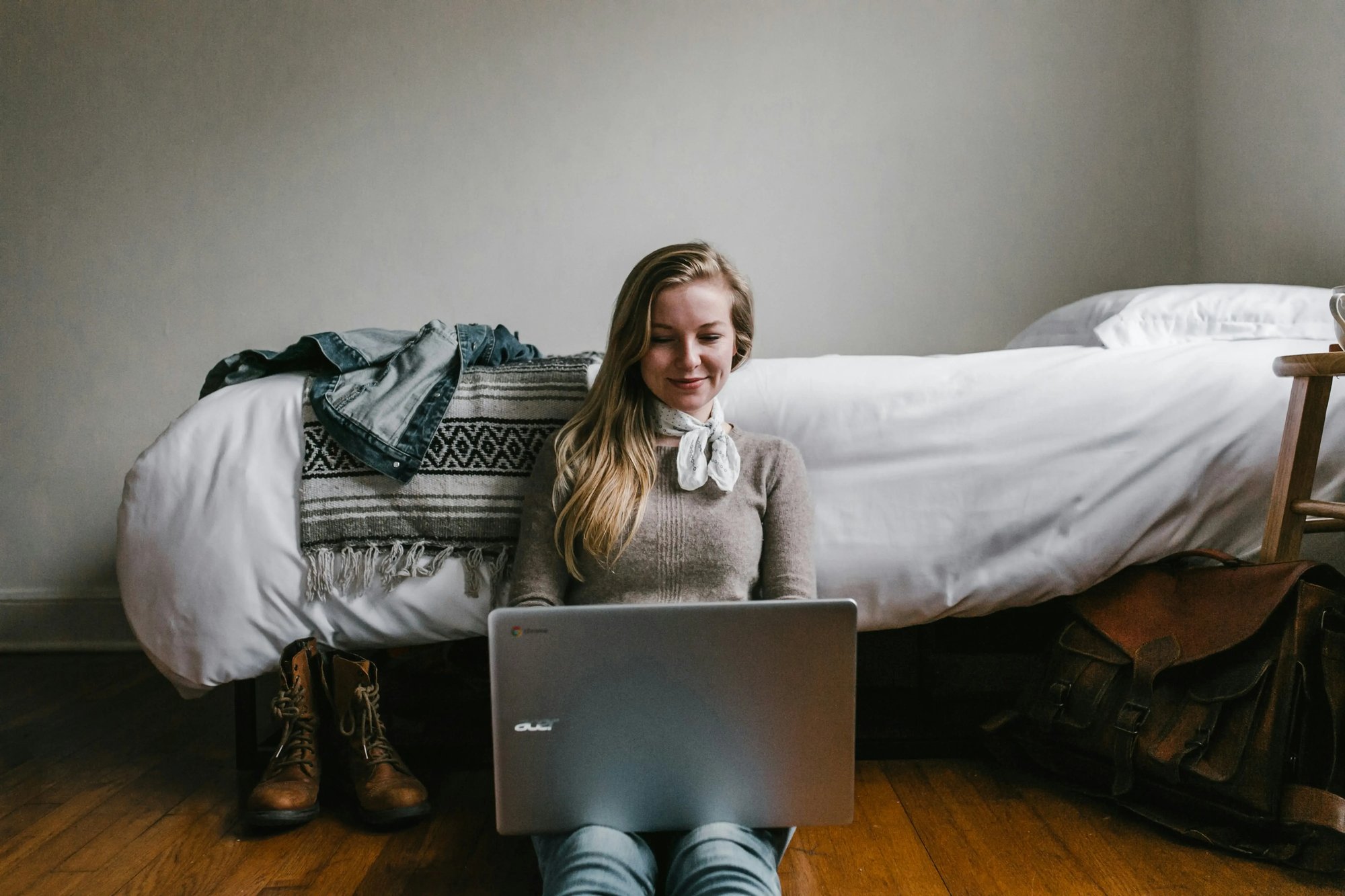 woman by computer