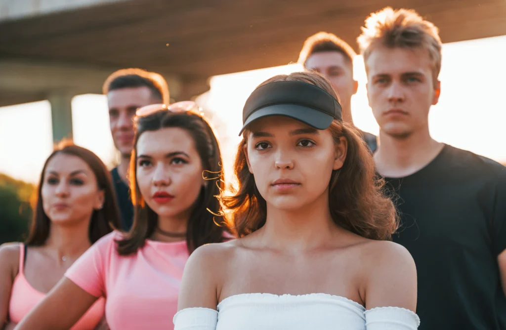group of protesting young people that stands together