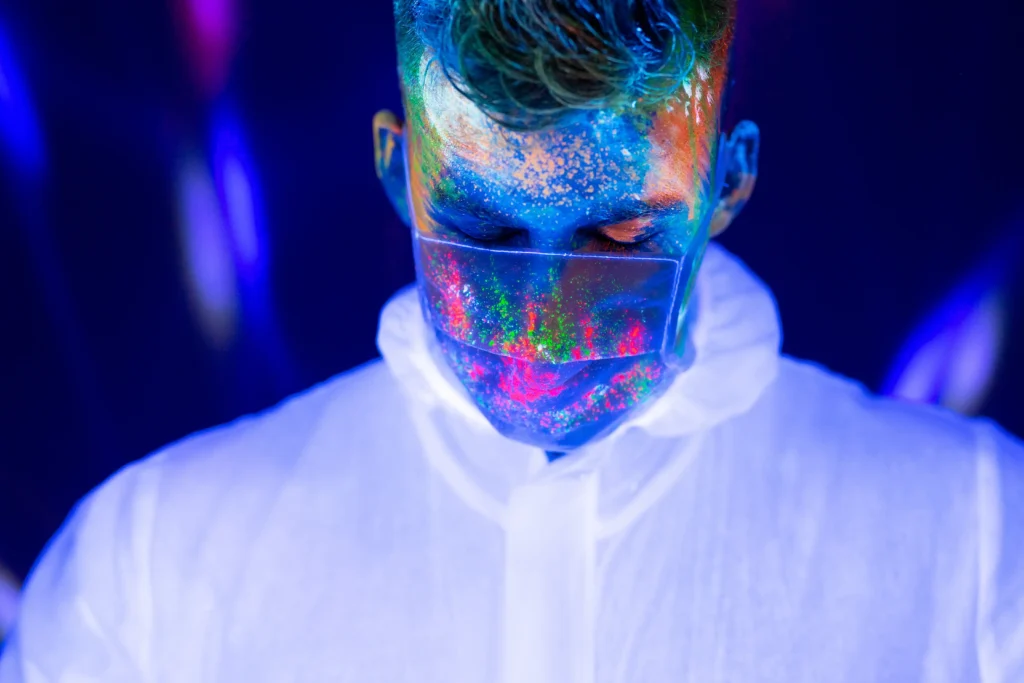 portrait of man doctor in protective clothes in ul